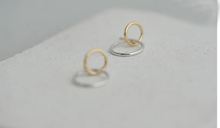 M&T Wear - Real 925 Sterling Silver Double Circle Earrings for Women