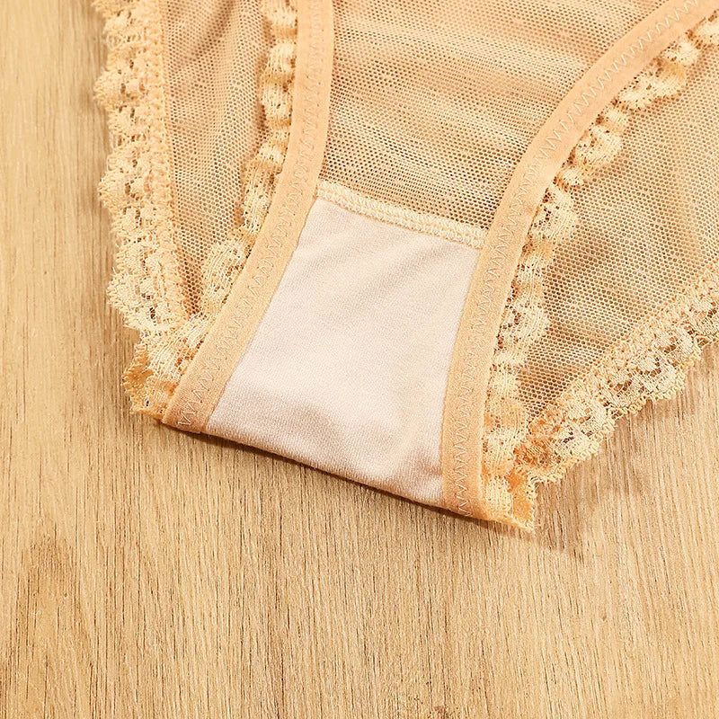 M&T Wear - Women's underwear sexy seamless lace hollow out gauze ribbon middle waist female panties ladies breathable comfortable lingerie