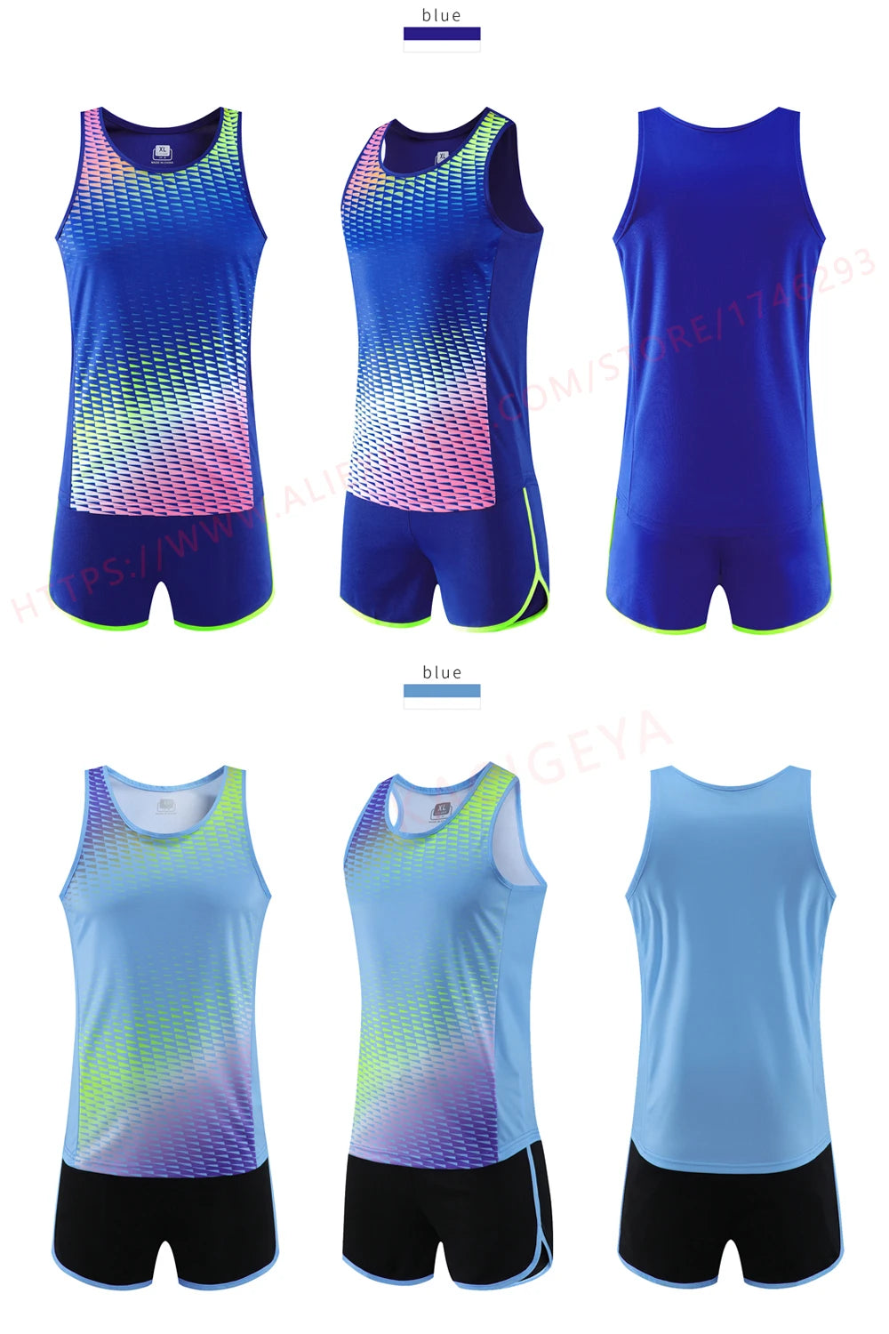 M&T Wear - Men Running Tracksuits 2021 Track And Field Suits Quick Dry Marathon Athletics Sportswear Vest+Shorts Team Sport Set