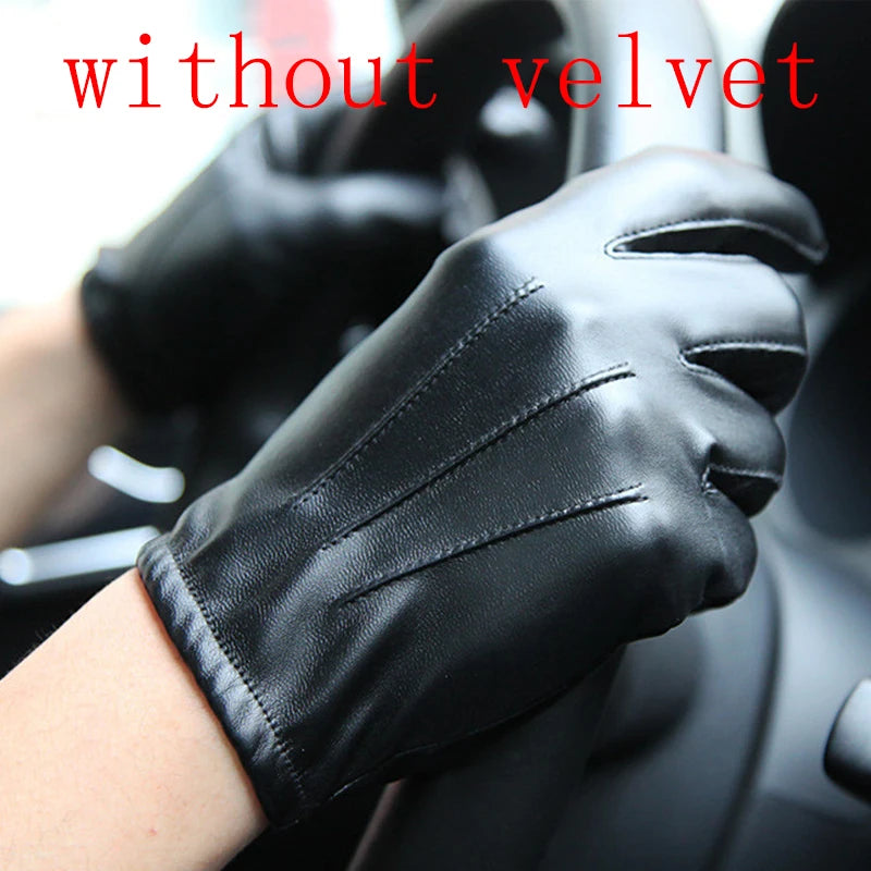 M&T Wear - Winter Gloves Men Women Luxurious PU Leather Cashmere Warm Driving Gloves Black Touch Screen Waterproof Gloves Mittens