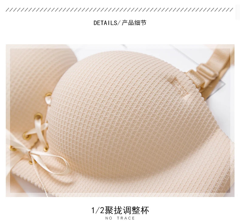 M&T Wear - Bras for women Rope straps Palm support Steel-free bra with air-permeable bra One-piece Lattice push up sexy bra 80A 80B 80C 85C