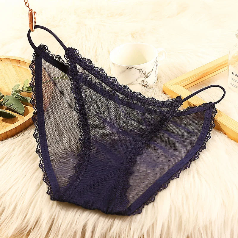 M&T Wear - Women's underwear sexy seamless lace hollow out gauze ribbon middle waist female panties ladies breathable comfortable lingerie