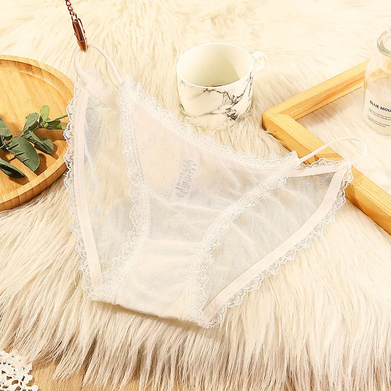 M&T Wear - Women's underwear sexy seamless lace hollow out gauze ribbon middle waist female panties ladies breathable comfortable lingerie