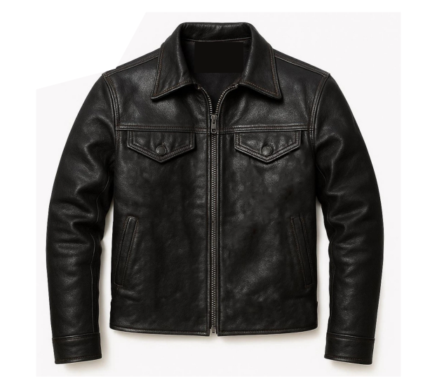 M&T Wear - Classic Black Leather Trucker Jacket (5-Years Cash Back Leather Guarantee)