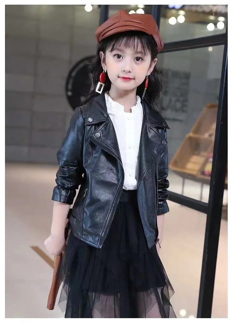 M&T Wear -  faux leather Jacket Children PU Coat Long Sleeve Zip Belt Locomotive Jacket Stylish Teen Kids Boys Jackets