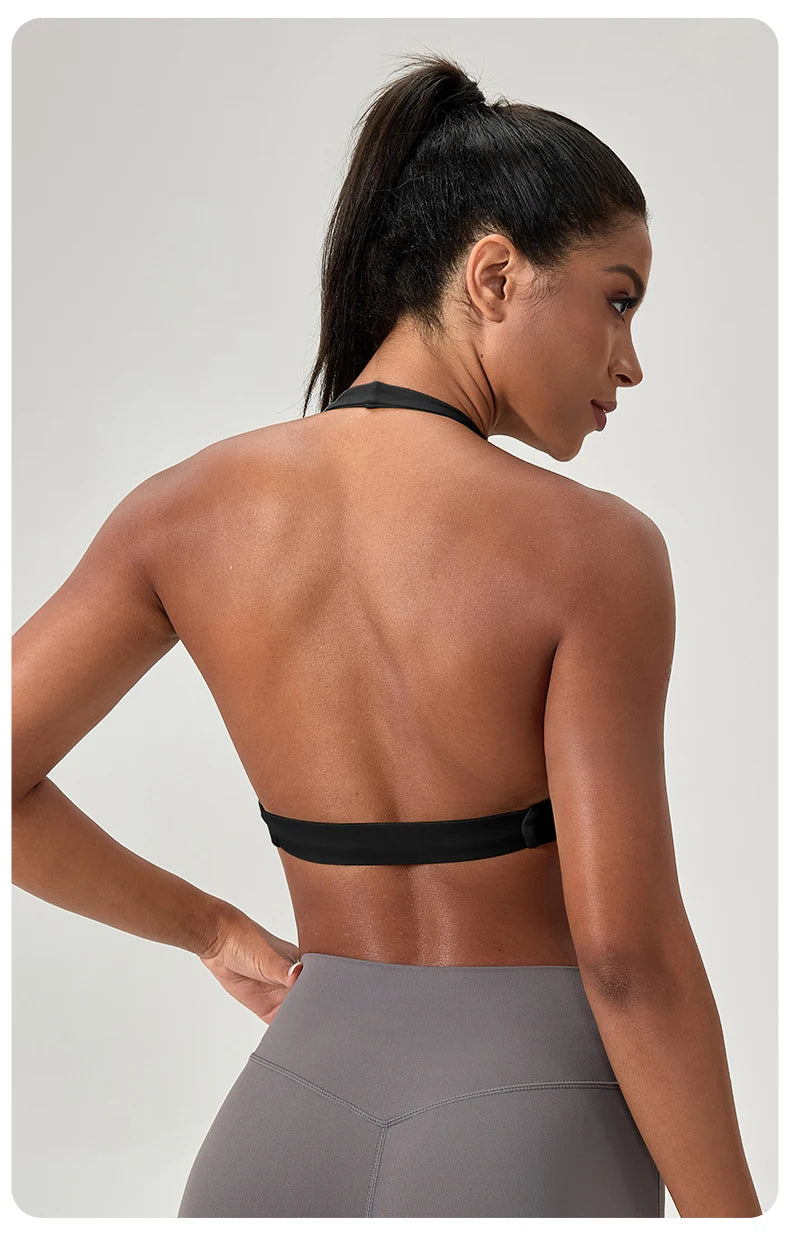 M&T Wear - Sports Yoga Bra for Women Halter Neck with Stylish Back Design Sexy Gym Bra for Running Fitness Sports Bras