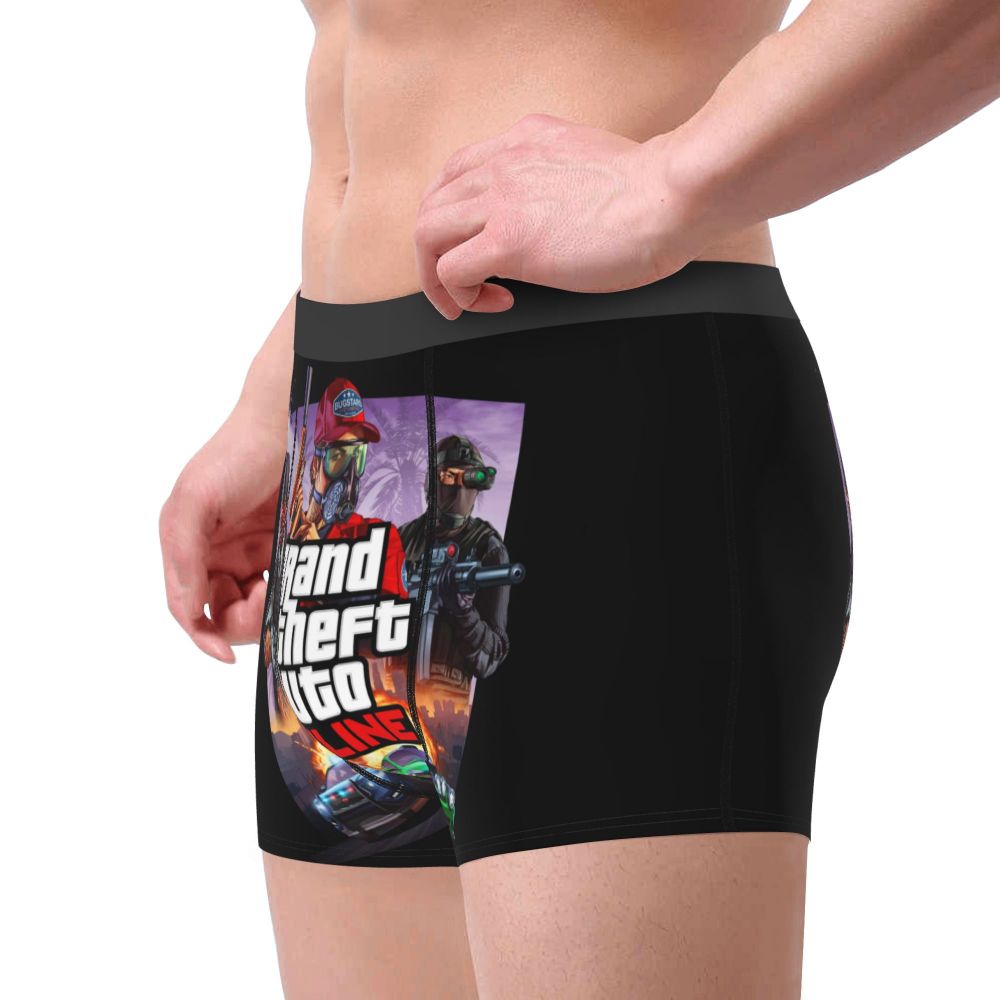 M&T Wear - Custom Grand Theft Auto Adventure Game Underwear Men Breathable GTA Boxer Briefs Shorts Panties Soft Underpants For Homme