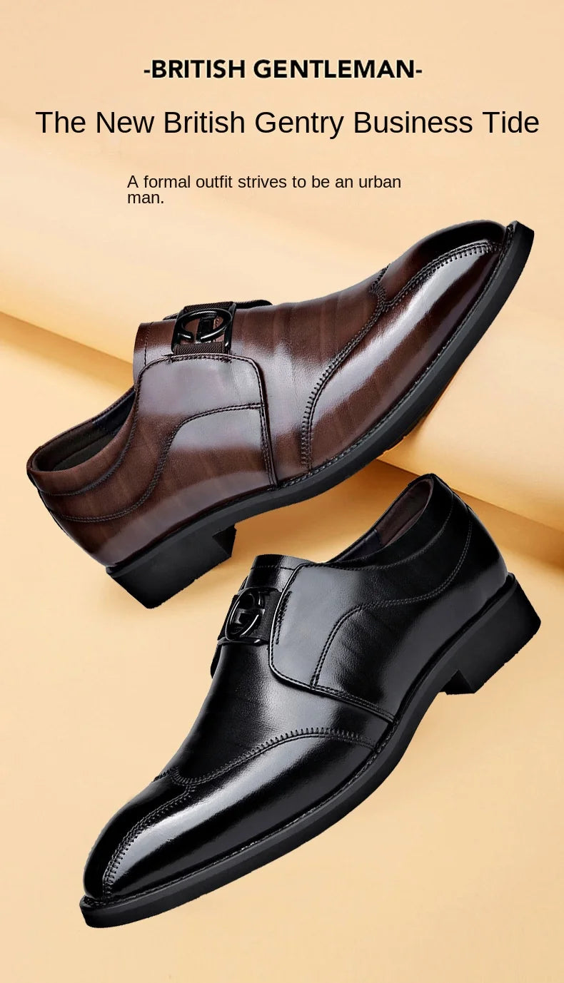 M&T Wear- Men Casual Shoes Fashion Brand Classic Casual Men Leather Shoes Black Breathable Business Men Shoes Large Size