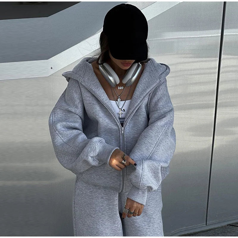 M&T Wear - Fashion Casual Women Tracksuit Set Hooded Sweatshirt Two Piece Sets 2025 Sport Outfit Loose Elastic-waist Running Trousers Femal
