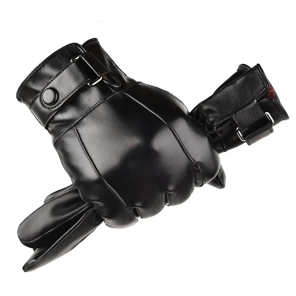 M&T Wear - Winter Gloves For Men Genuine Leather Gloves Outdoor Cycling Black Real Sheepskin Keep Warm Driving Motorcycle Gloves