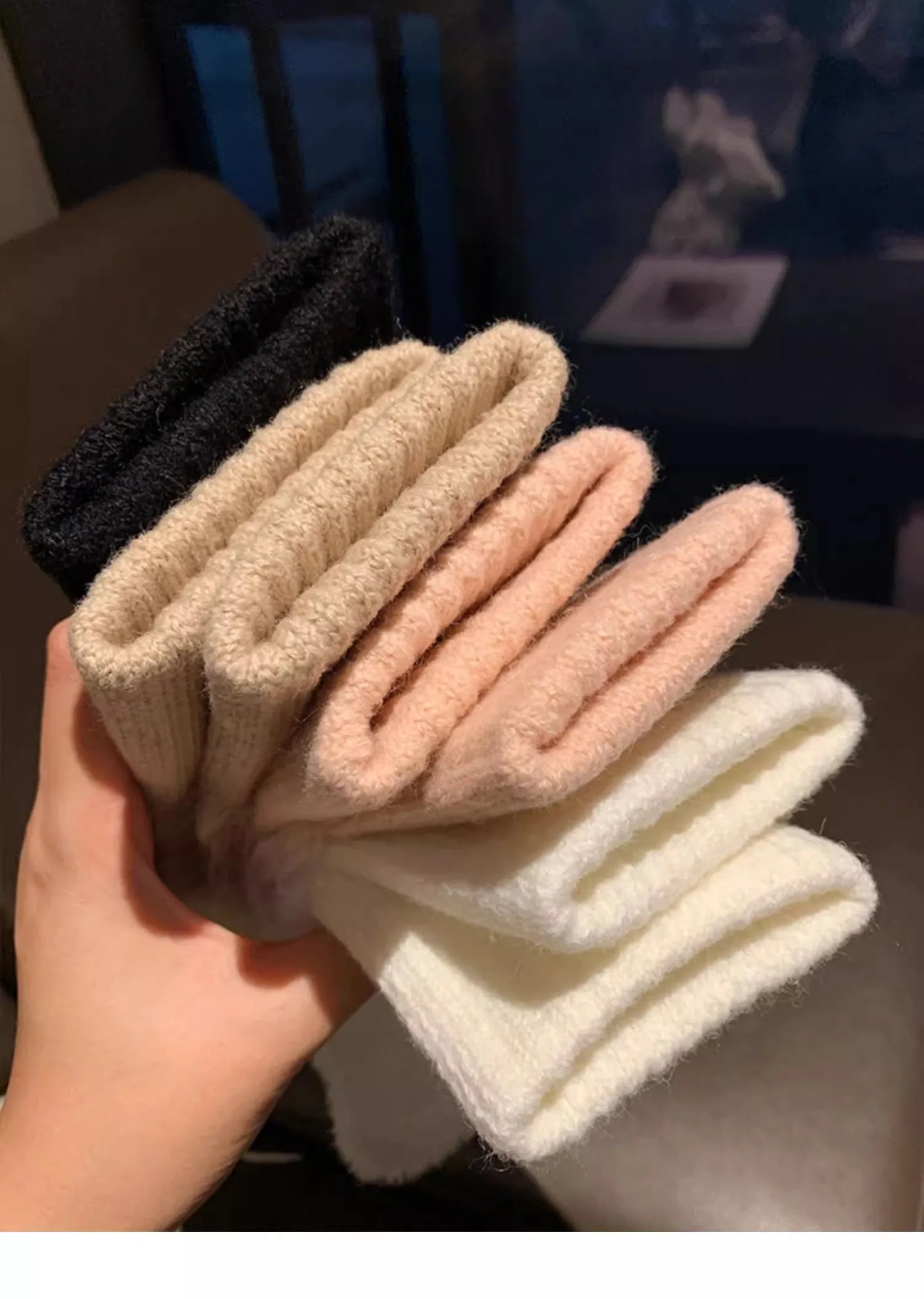 M&T Wear - Soft Winter Half Finger Gloves Women Warm Luxury Solid White Plush Knitted Fingerless Gloves Wrist Mittens Writting