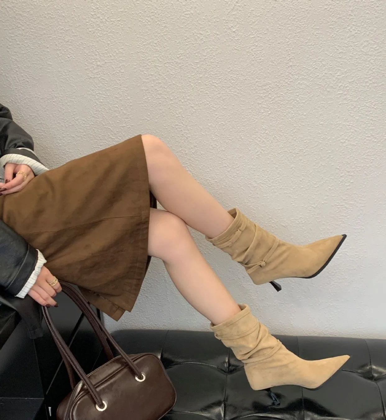 M&T Wear - Sexy Pointed Toe Women Boots Autumn High Heels Shoes Luxury Chelsea Boots Party Stiletto Pumps New Plus Size 40 Mujer Botas