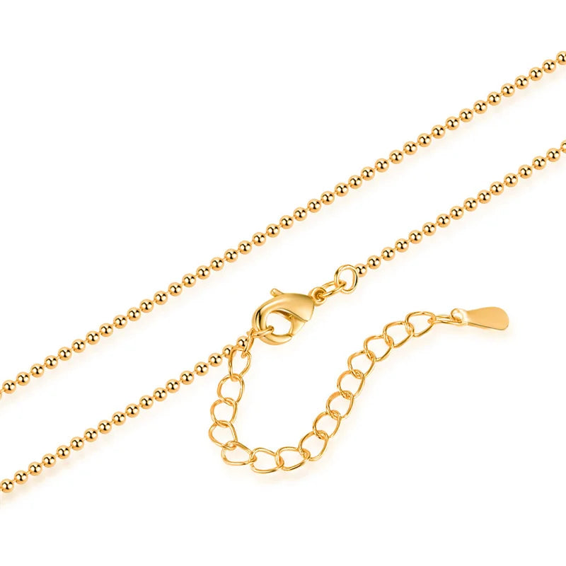 M&T Wear – 18K Gold Light Bead Necklace with Sterling Silver Chain