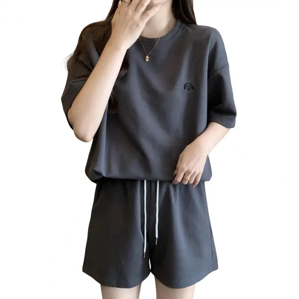 M&T Wear - Women Tracksuit Women's Summer Tracksuit Set O Neck Short Sleeve T-shirt Drawstring Elastic Waist Shorts Sporty for Ladies