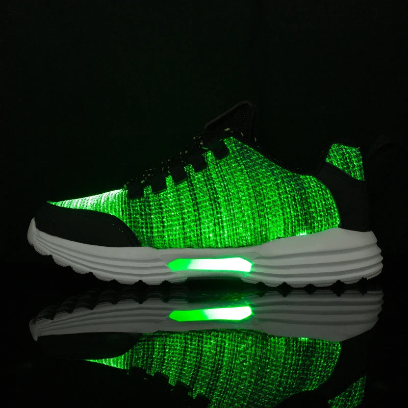 M&T Wear - Women LED Shoes Light Up Sneakers USB Recharging Fiber OPTIC Cloth Elastic Sole Glowing Luminous Flashing Luxury Party Shoes