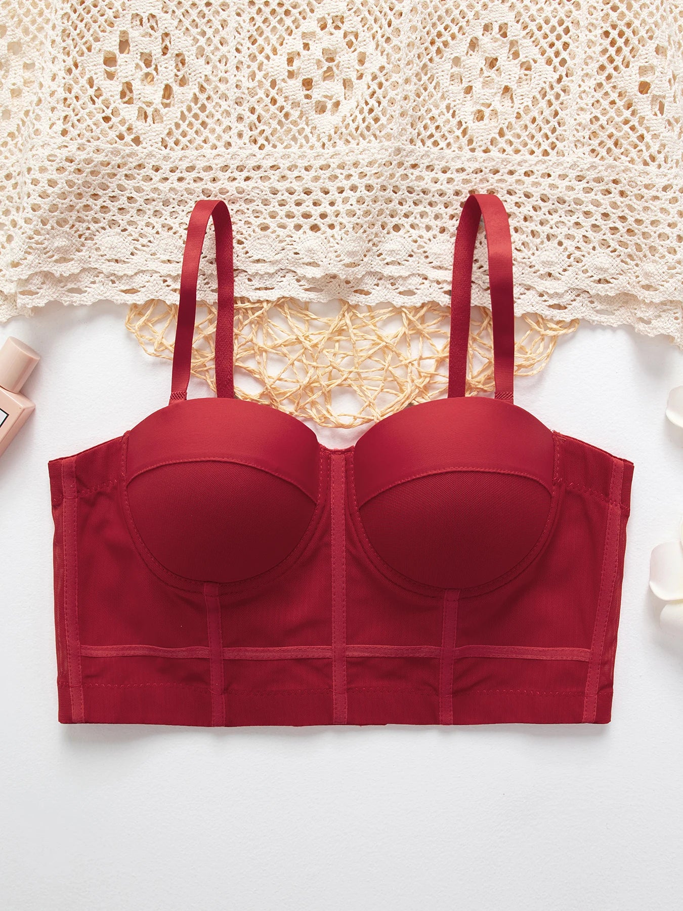 M&T Wear - Breathable Bra Buckle Style Design Adjustable Size Solid Color Simplicity Elegant Comfortable New Shoulder Strap Gauze Bra