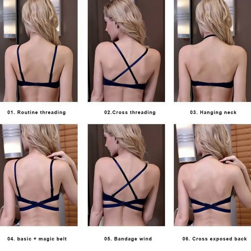 M&T Wear - Push Up Bra Backless Women Bras Low Cut Sexy Plunge Brassiere Open Back Wedding Underwear Invisible Seamless Deep U Lingerie