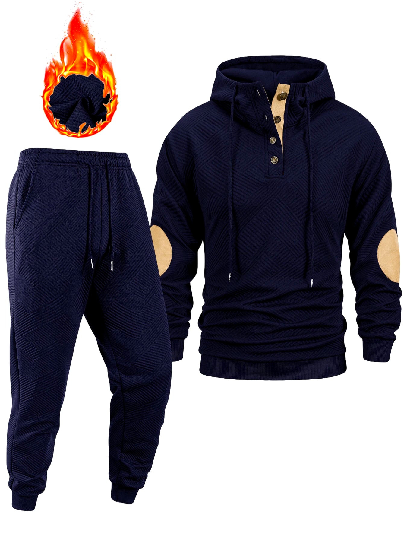 M&T Wear - New Men's Casual Tracksuit Autumn Winter Outdoor Sports Hoodie + Pants 2 Piece Set Daily Jogging Sports Sweatshirt Pants Suit
