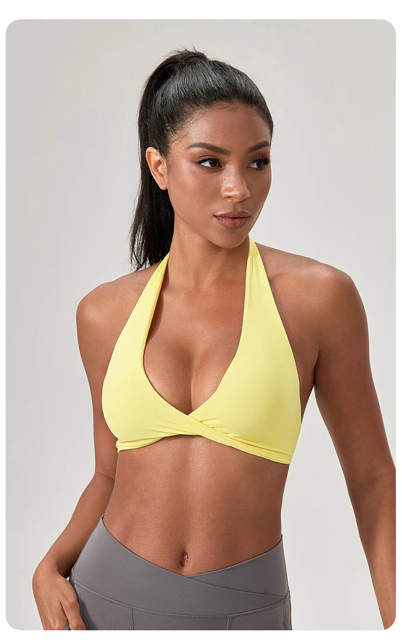 M&T Wear - Sports Yoga Bra for Women Halter Neck with Stylish Back Design Sexy Gym Bra for Running Fitness Sports Bras