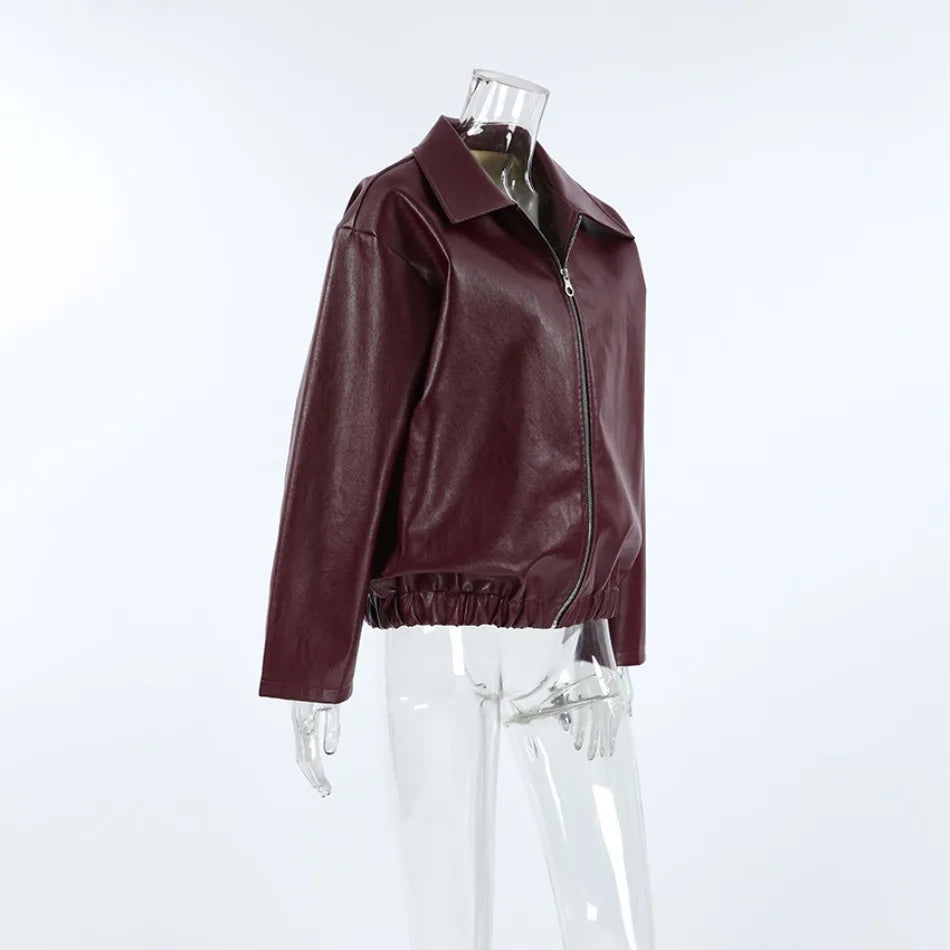M&T Wear - Locomotive Leather Jacket 2025 Europe America Autumn Winter New Loose Coat Fashion Cross-border Leather Jacket New Women's Coat