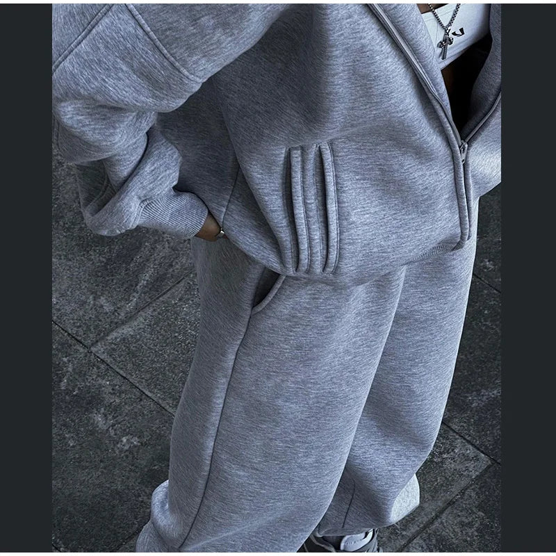 M&T Wear - Fashion Casual Women Tracksuit Set Hooded Sweatshirt Two Piece Sets 2025 Sport Outfit Loose Elastic-waist Running Trousers Femal