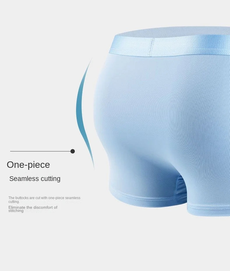 M&T Wear - 4pcs Boxer Shorts Men's Ice Silk Underwear Male Underpants Breathable Sexy Thin Panties U Convex Lingerie Wholesale Lots L-6XL