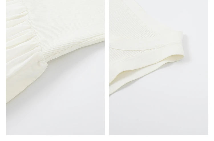 M&T Wear - VIMLY Women White Knit Vest Long Dresses Summer New Simple Elegant Sleeveless Waisted Temperament Party Evening A-Line Dress