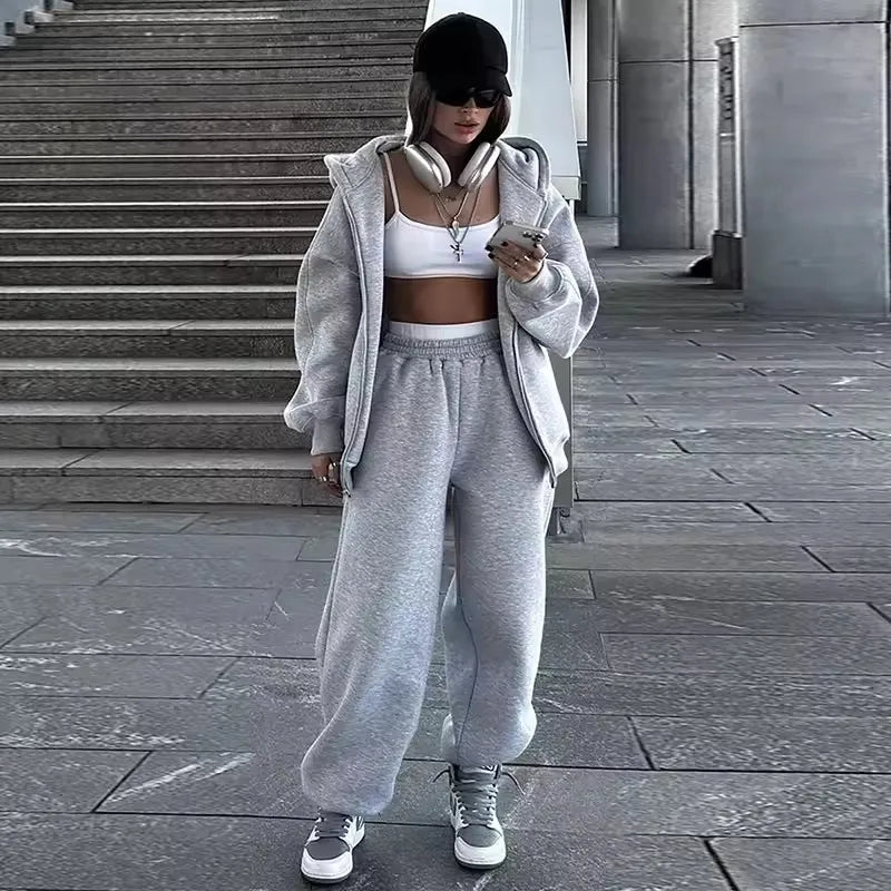 M&T Wear - Fashion Casual Women Tracksuit Set Hooded Sweatshirt Two Piece Sets 2025 Sport Outfit Loose Elastic-waist Running Trousers Femal