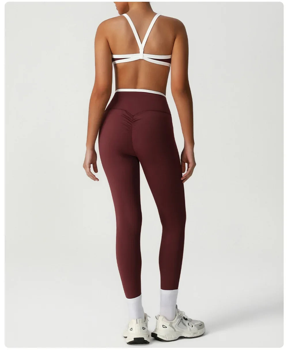 M&T Wear - Women's Tracksuit 2 Pieces Yoga Set Workout Fitness Suit Running Sportswear Gym Clothing High Waist Leggings Bra Sports Suits