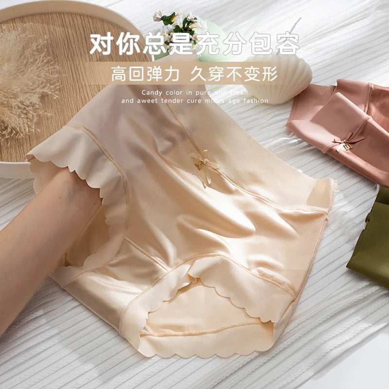 M&T Wear - Silk Panties Nice Briefs Soft Underwear Women's Mid rise Elegance Girls Sexy Lingerie