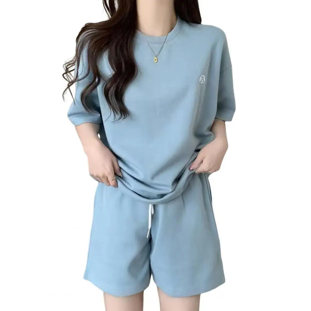 M&T Wear - Women Tracksuit Women's Summer Tracksuit Set O Neck Short Sleeve T-shirt Drawstring Elastic Waist Shorts Sporty for Ladies