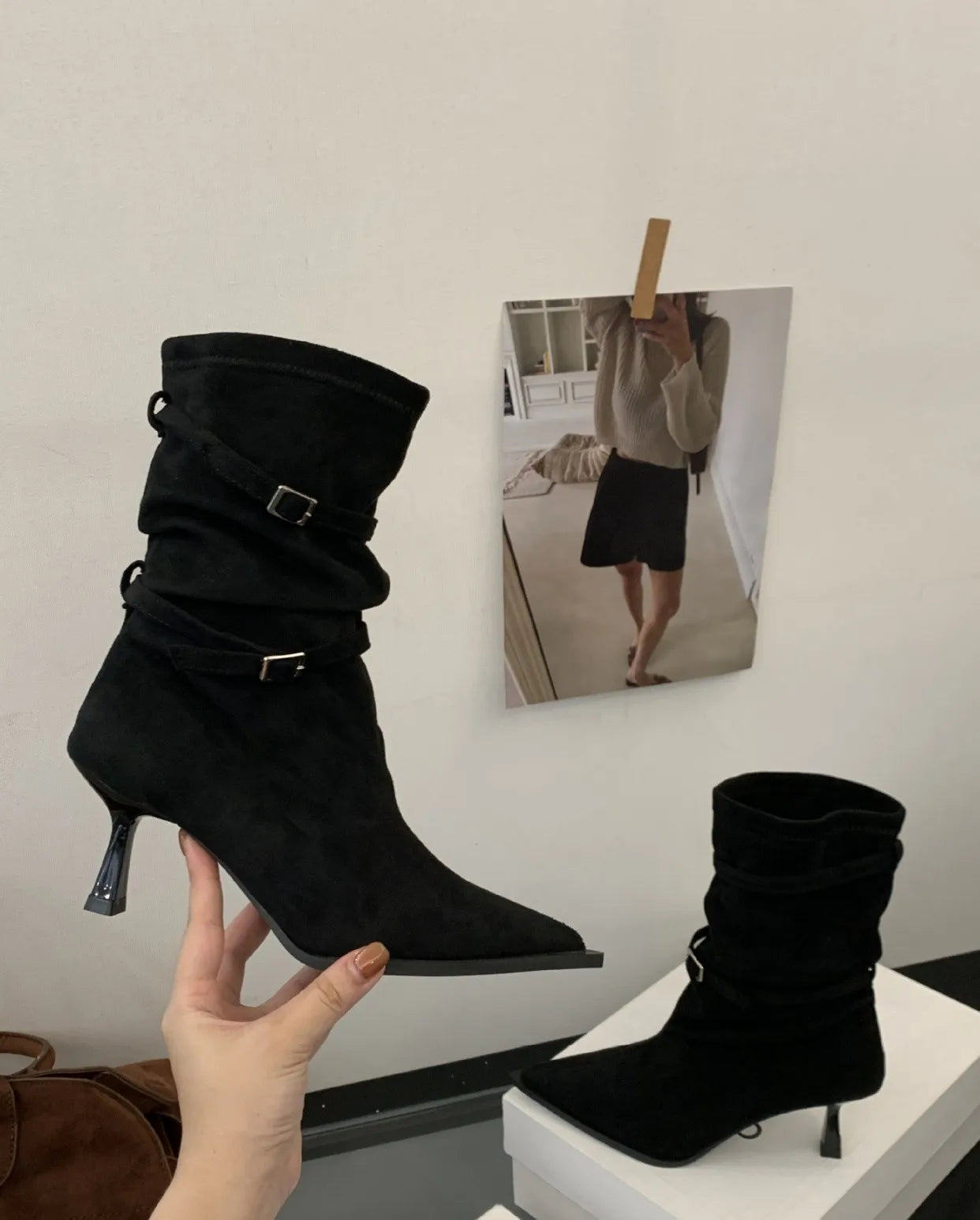 M&T Wear - Sexy Pointed Toe Women Boots Autumn High Heels Shoes Luxury Chelsea Boots Party Stiletto Pumps New Plus Size 40 Mujer Botas