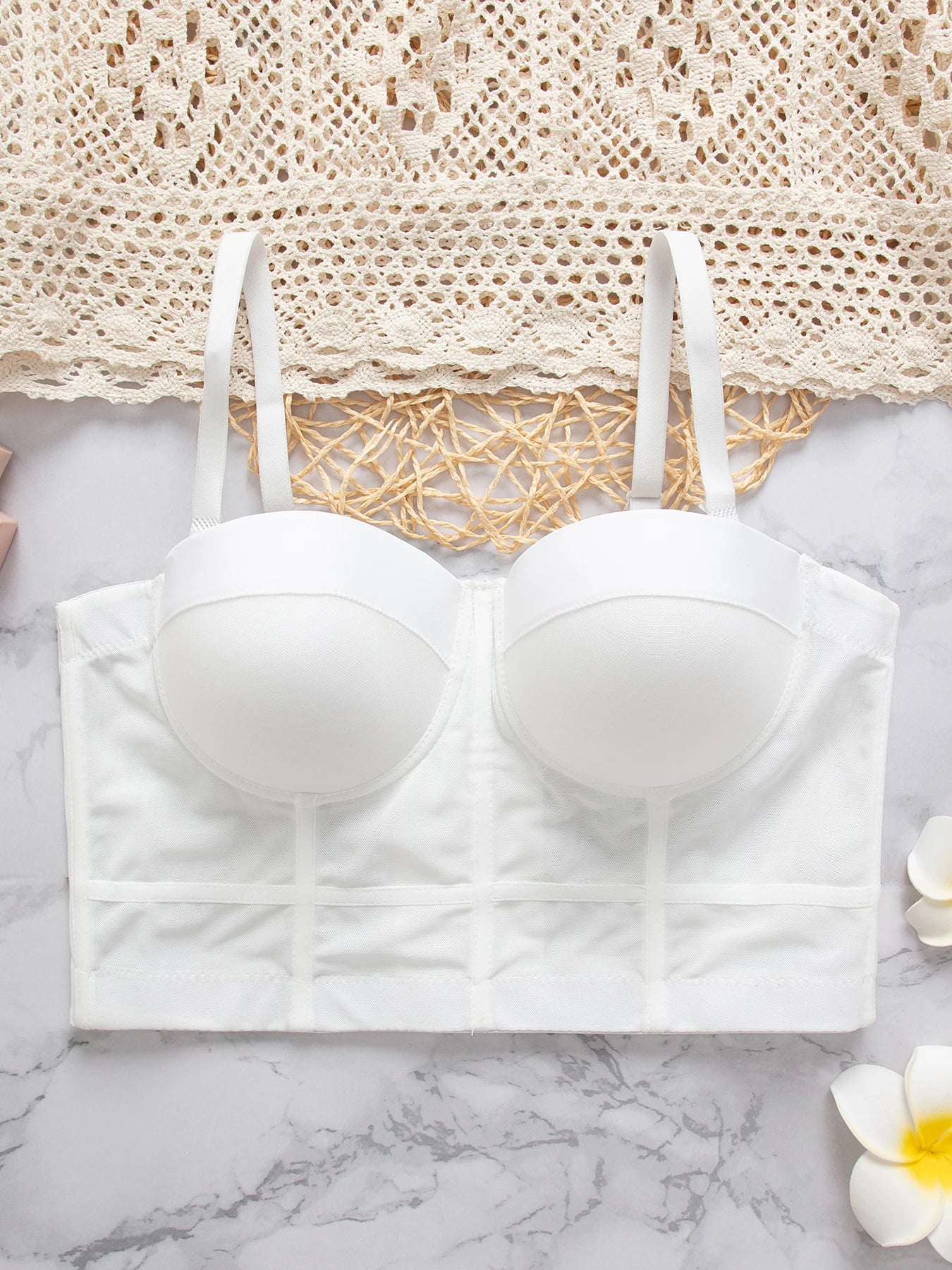 M&T Wear - Breathable Bra Buckle Style Design Adjustable Size Solid Color Simplicity Elegant Comfortable New Shoulder Strap Gauze Bra