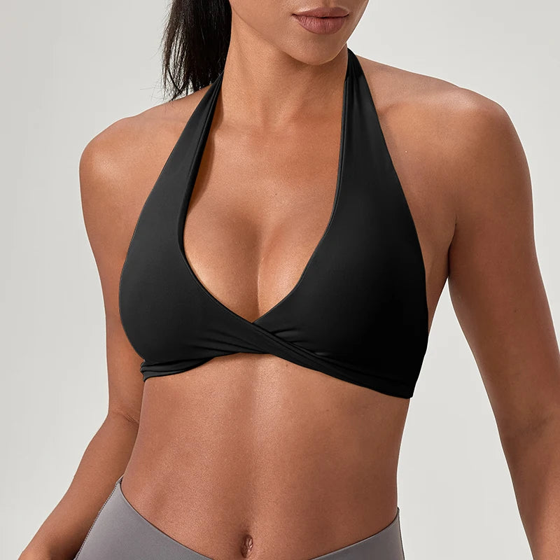 M&T Wear - Sports Yoga Bra for Women Halter Neck with Stylish Back Design Sexy Gym Bra for Running Fitness Sports Bras