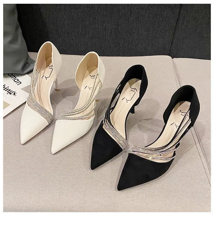 M&T Wear - Women Evening Party High Heels New Pumps Elegant Ladies Pointed To Black Strappy Stripper Shoes for Women