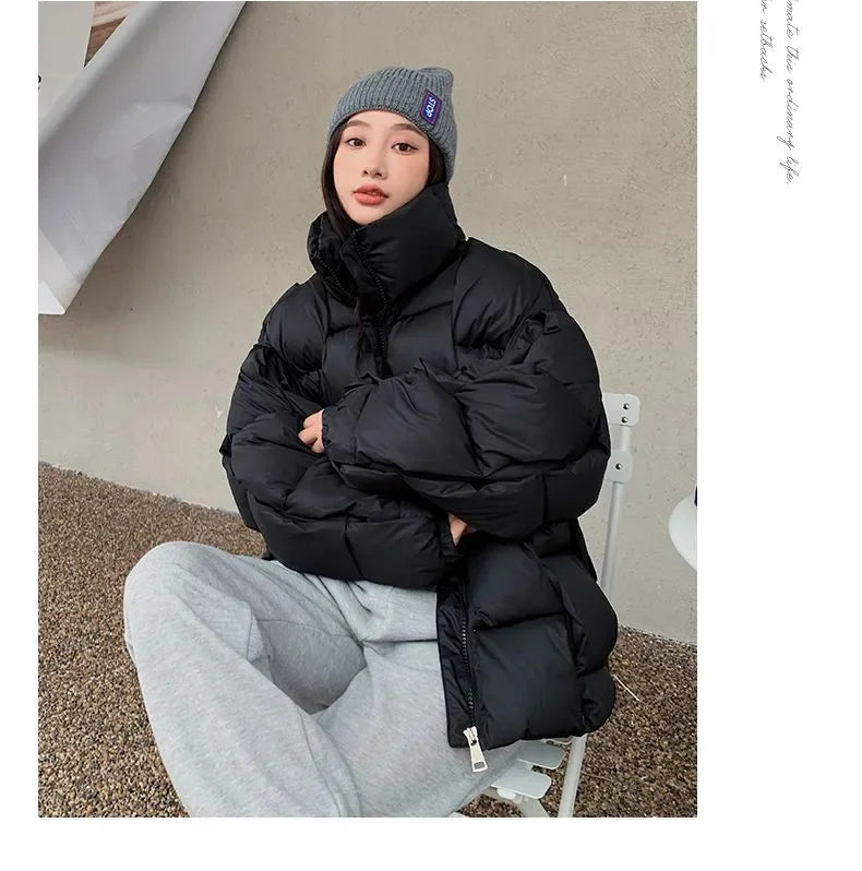 M&T Wear - Winter Jacket for Women Three-dimensional Plaid Woven Fashion Coat Solid High Street Warm and Thick 2023 Winter New Down Jacket