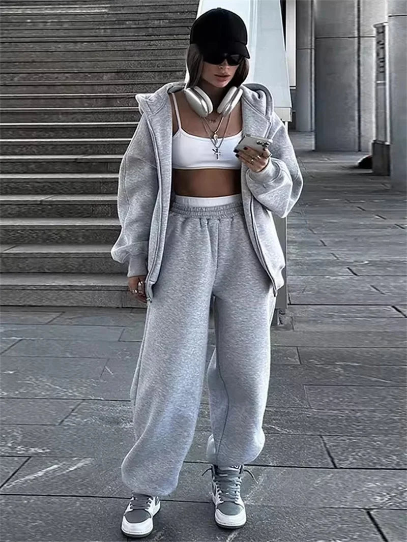 M&T Wear - Fashion Casual Women Tracksuit Set Hooded Sweatshirt Two Piece Sets 2025 Sport Outfit Loose Elastic-waist Running Trousers Femal