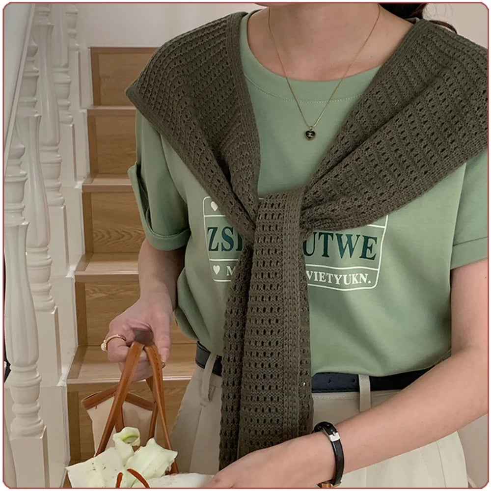 M&T Wear - Korean Knitted Shawl Winter Air Conditioning Fake Collar Neck Guard Knit Thin Knotted Cape Shoulder Warm Scarf For Women