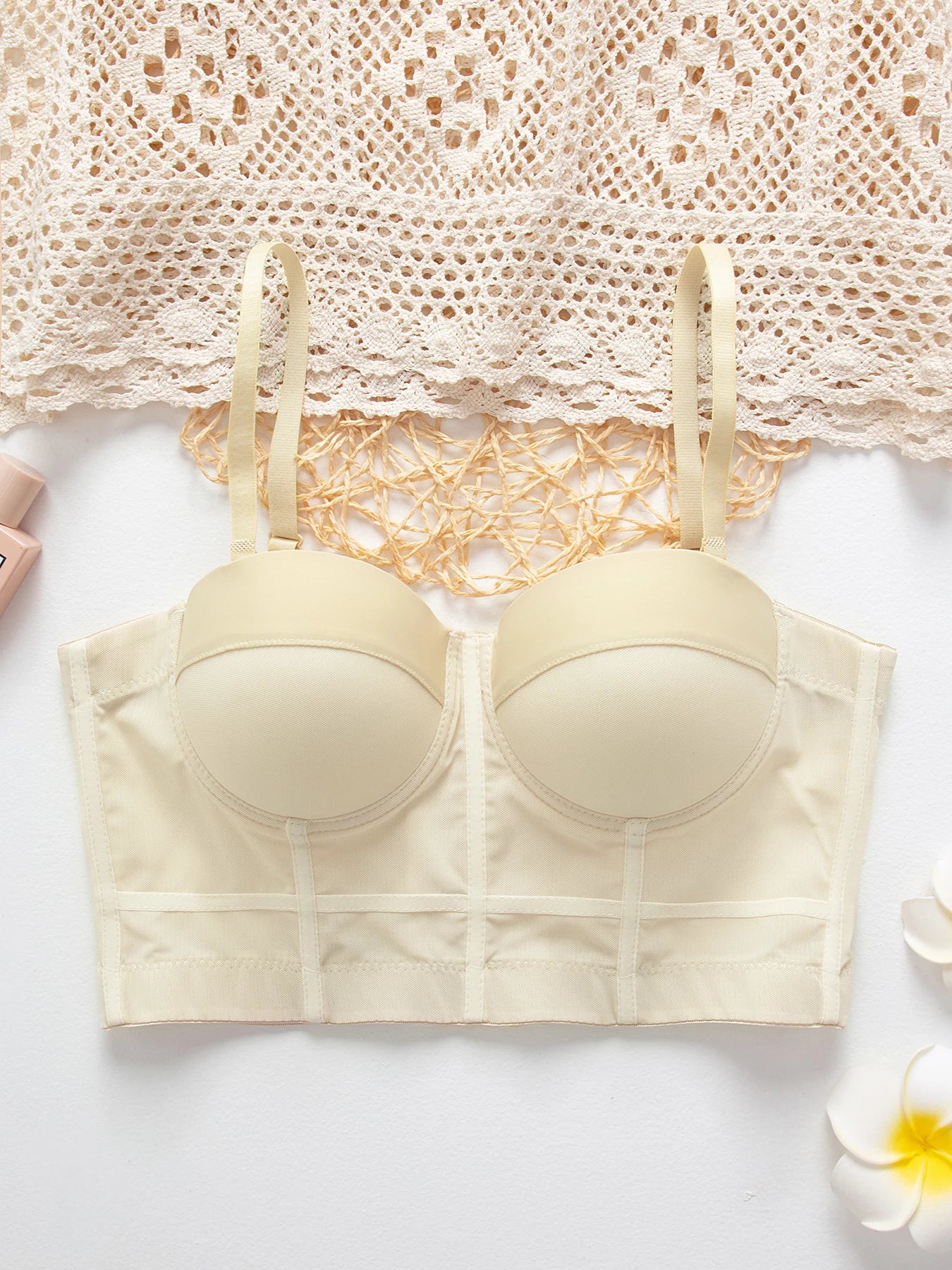 M&T Wear - Breathable Bra Buckle Style Design Adjustable Size Solid Color Simplicity Elegant Comfortable New Shoulder Strap Gauze Bra
