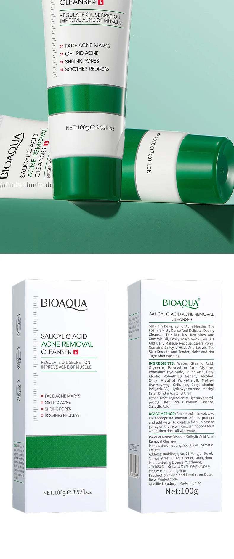 M&T Wear – Salicylic Acid Facial Cleanser 100g for Acne & Oil Control