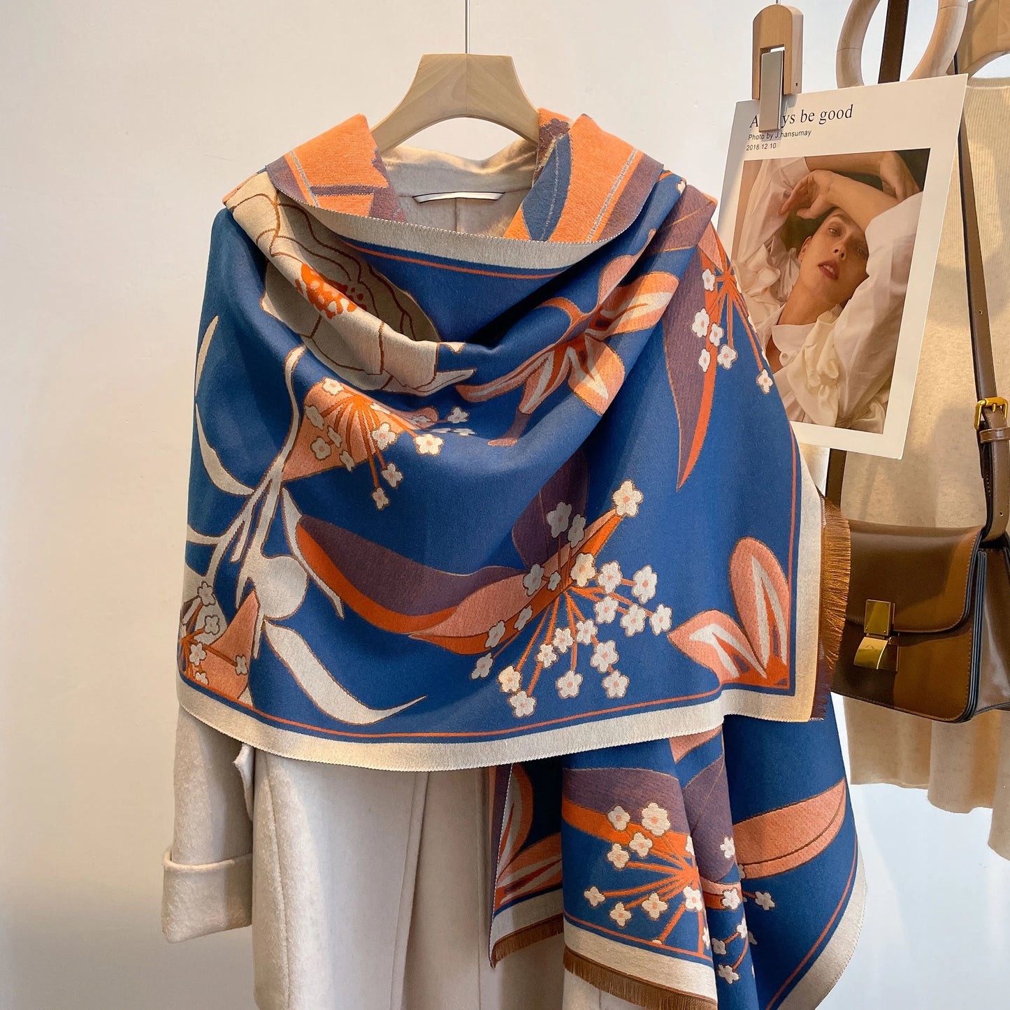 M&T Wear - Shawl Pashmina Thick Winter Warm Blanket Poncho Stoles Print Cashmere Scarf Women Travel Wraps Bufanda Female 2023 Luxury