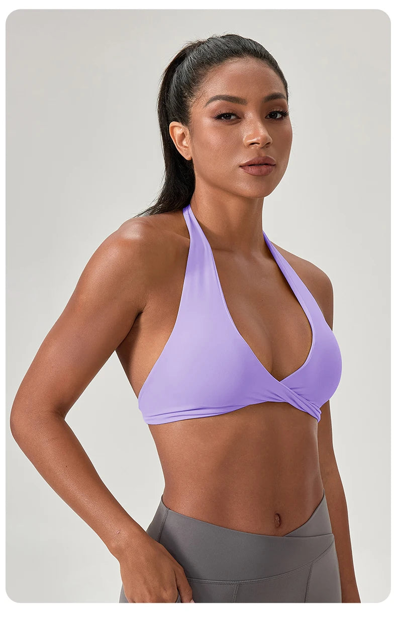 M&T Wear - Sports Yoga Bra for Women Halter Neck with Stylish Back Design Sexy Gym Bra for Running Fitness Sports Bras