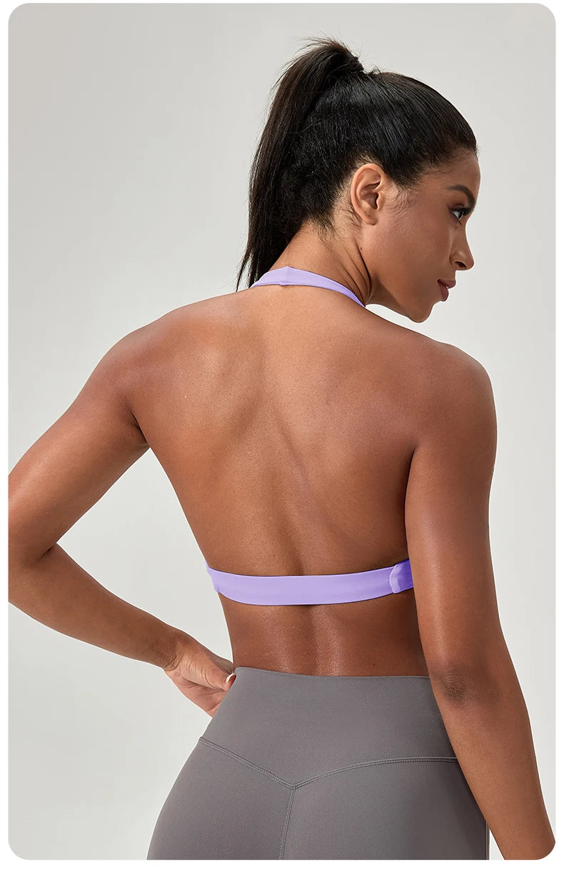 M&T Wear - Sports Yoga Bra for Women Halter Neck with Stylish Back Design Sexy Gym Bra for Running Fitness Sports Bras