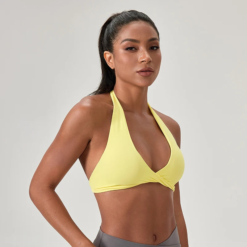 M&T Wear - Sports Yoga Bra for Women Halter Neck with Stylish Back Design Sexy Gym Bra for Running Fitness Sports Bras