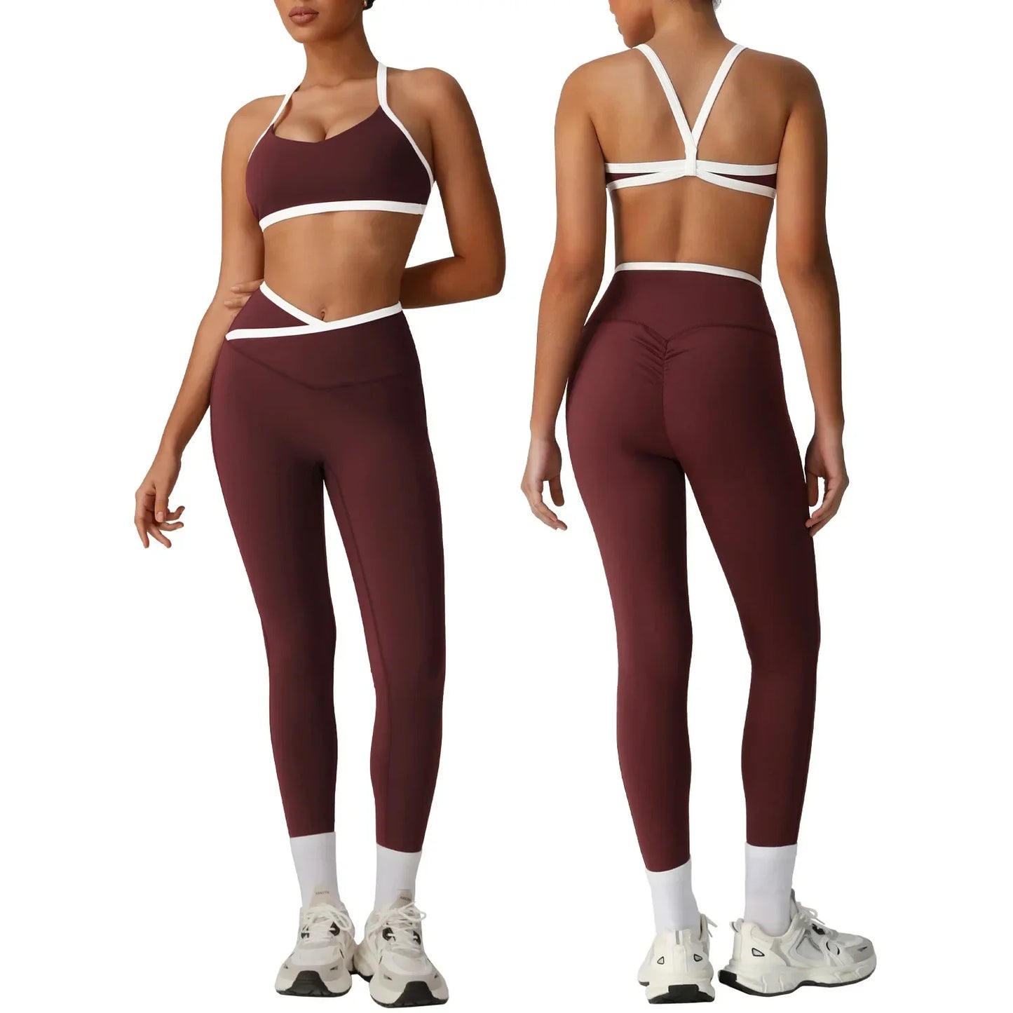 M&T Wear - Women's Tracksuit 2 Pieces Yoga Set Workout Fitness Suit Running Sportswear Gym Clothing High Waist Leggings Bra Sports Suits