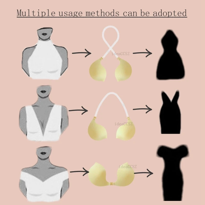 M&T Wear - Strapless Bra for Women Seamless Invisible Push Up Bras Backless Wedding Brassiere Self Adhesive Sexy Lingerie A To C Cup