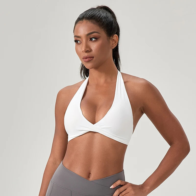 M&T Wear - Sports Yoga Bra for Women Halter Neck with Stylish Back Design Sexy Gym Bra for Running Fitness Sports Bras
