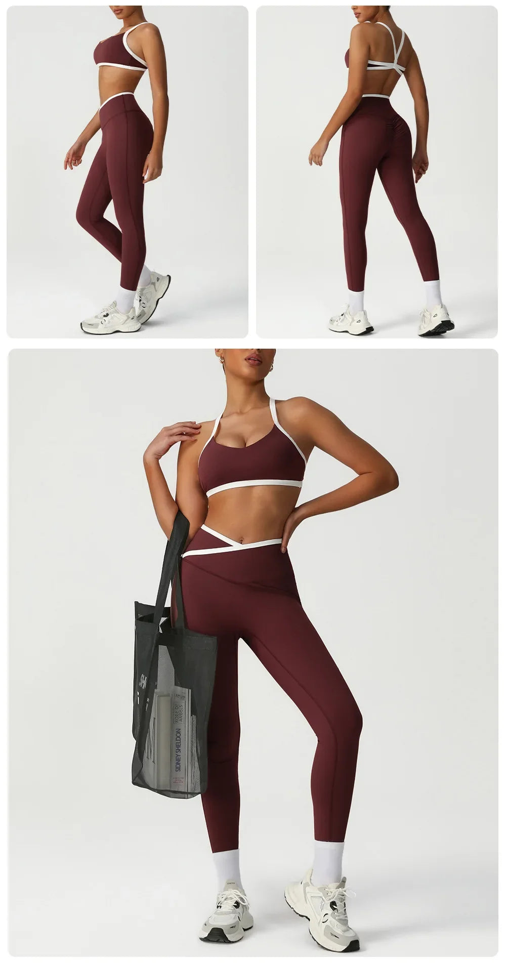 M&T Wear - Women's Tracksuit 2 Pieces Yoga Set Workout Fitness Suit Running Sportswear Gym Clothing High Waist Leggings Bra Sports Suits