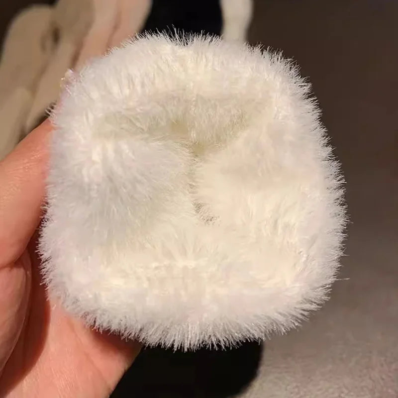 M&T Wear - Soft Winter Half Finger Gloves Women Warm Luxury Solid White Plush Knitted Fingerless Gloves Wrist Mittens Writting