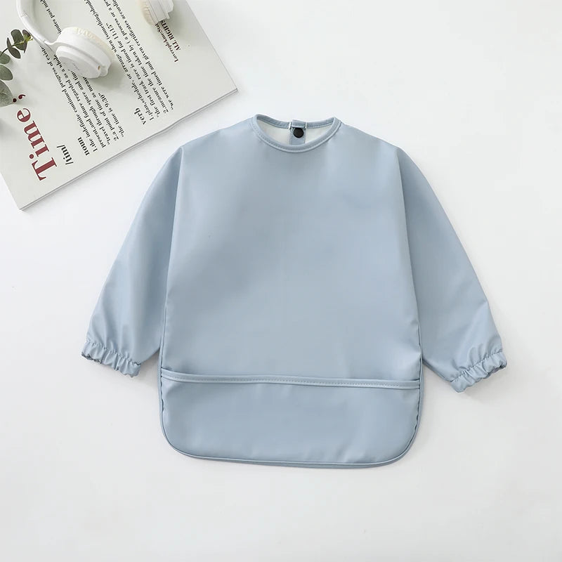 M&T Wear - Kids Baby Feeding Bibs Waterproof Long Sleeve Apron with Pocket Toddler Burp Cloth Boys Girls Anti-dirty Art Smock Baby Stuff
